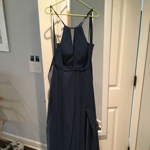 Azazie Evaleen Bridesmaid dress, A6, Neptune/dark blue color